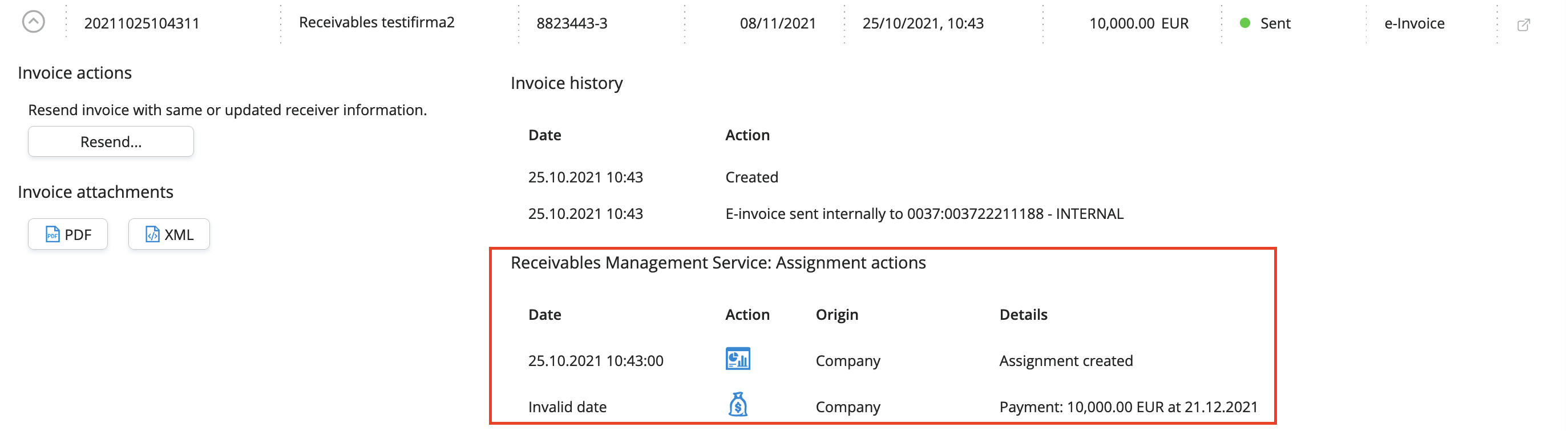 invoice details view